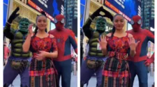 Viral| ¡Baile de una chapina llama la atención de los superhéroes de Times Square!