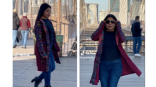 Chapina se vuelve viral por modelar ropa guatemalteca en el puente de Brooklyn